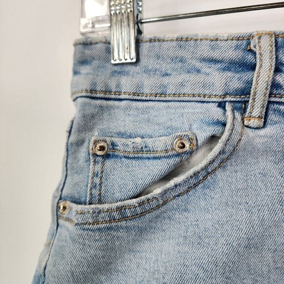 Zara High Rise Jean Shorts with Frayed Open Hem Distressed Light Wash Size 8 - Picture 6 of 14